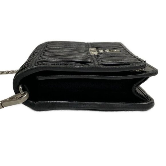 Auth PRADA Gathered Wallet Black Leather Other Style Wallet - Picture 8 of 11
